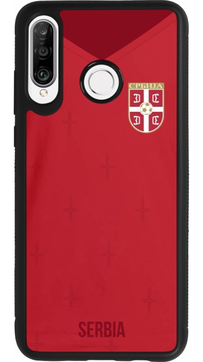 Huawei P30 Lite Case Hülle - Silikon schwarz Serbien 2022 personalisierbares Fussballtrikot