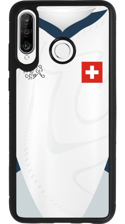Huawei P30 Lite Case Hülle - Silikon schwarz Schweiz Away personalisierbares Fussballtrikot