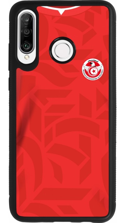 Huawei P30 Lite Case Hülle - Silikon schwarz Tunesien 2022 personalisierbares Fussballtrikot