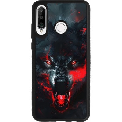 Huawei P30 Lite Case Hülle - Silikon schwarz Halloween 2024 mad werewolf