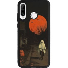 Huawei P30 Lite Case Hülle - Silikon schwarz Halloween 2025 Ghost on a bicycle