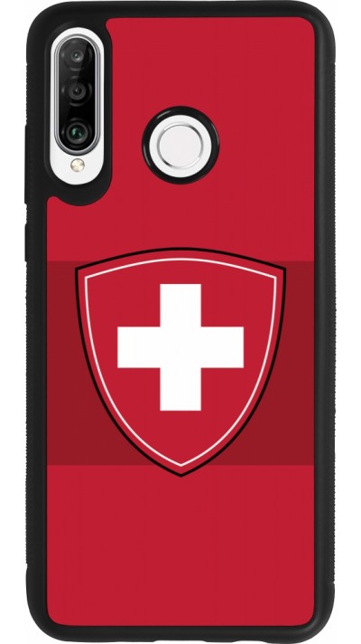 Huawei P30 Lite Case Hülle - Silikon schwarz Hockey World Championship Ecusson Suisse