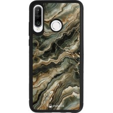 Huawei P30 Lite Case Hülle - Silikon schwarz Oliv Marmor