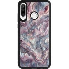 Huawei P30 Lite Case Hülle - Silikon schwarz Violetter silberner Marmor