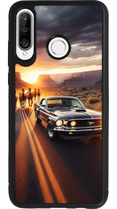 Huawei P30 Lite Case Hülle - Silikon schwarz Mustang 69 Grand Canyon