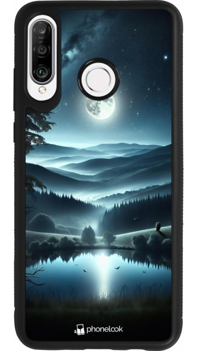 Coque Huawei P30 Lite - Silicone rigide noir Night Sky View