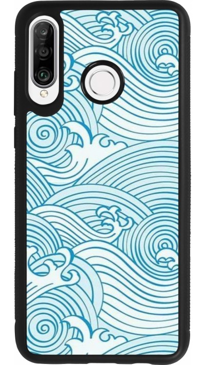 Huawei P30 Lite Case Hülle - Silikon schwarz Ocean Waves