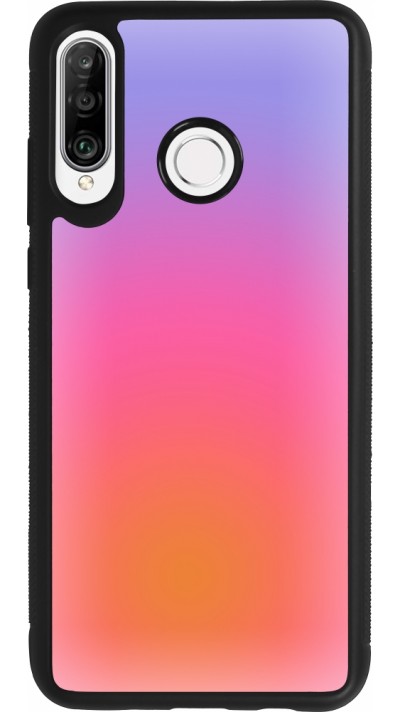 Huawei P30 Lite Case Hülle - Silikon schwarz Orange Pink Blue Gradient