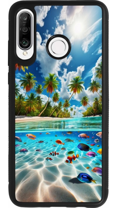 Huawei P30 Lite Case Hülle - Silikon schwarz Strandparadies