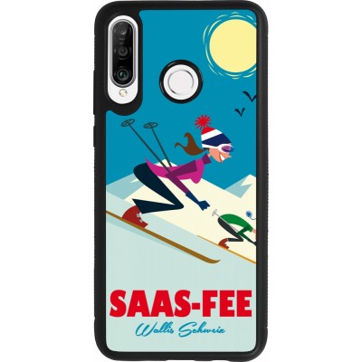 Huawei P30 Lite Case Hülle - Silikon schwarz Saas-Fee Ski Downhill