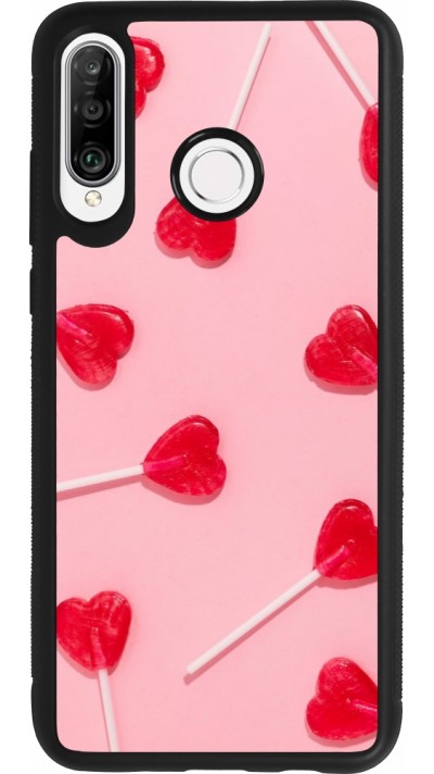 Huawei P30 Lite Case Hülle - Silikon schwarz Saint Valentines Day 26 Lollipop