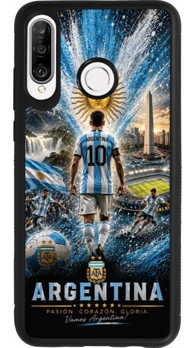 Huawei P30 Lite Case Hülle - Silikon schwarz Fussball Argentinien splash 2026