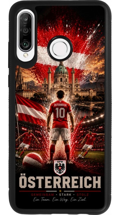 Huawei P30 Lite Case Hülle - Silikon schwarz Fussball Österreich splash 2026