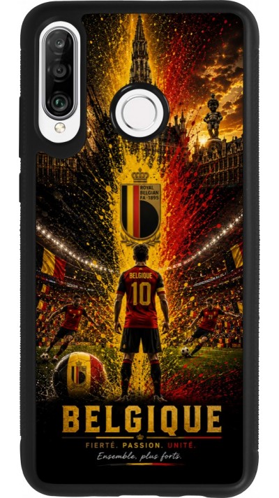 Huawei P30 Lite Case Hülle - Silikon schwarz Fussball Belgien splash 2026