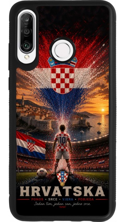 Huawei P30 Lite Case Hülle - Silikon schwarz Fussball Kroatien splash 2026