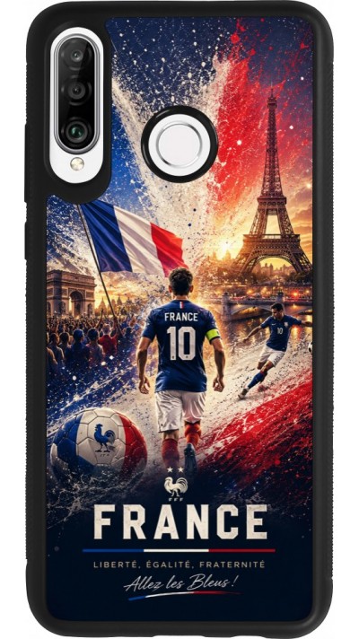 Huawei P30 Lite Case Hülle - Silikon schwarz Fussball Frankreich splash 2026