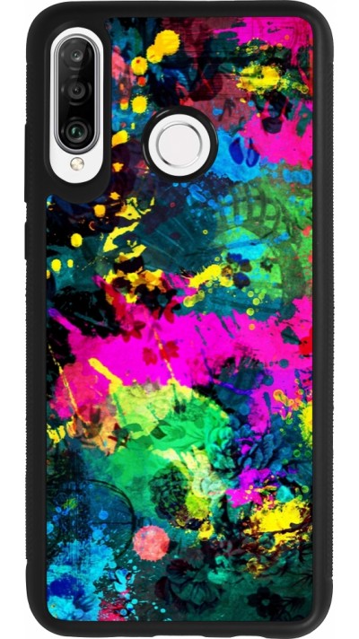 Coque Huawei P30 Lite - Silicone rigide noir Splash paint