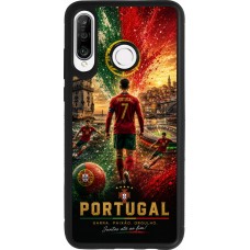 Huawei P30 Lite Case Hülle - Silikon schwarz Fussball Portugal splash 2026