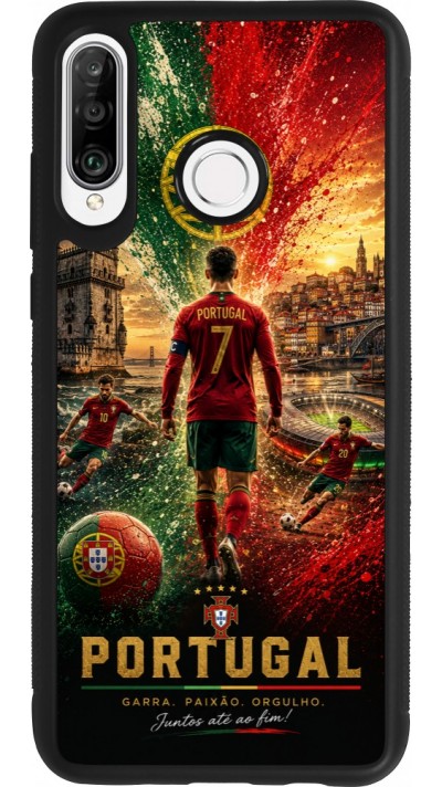 Huawei P30 Lite Case Hülle - Silikon schwarz Fussball Portugal splash 2026