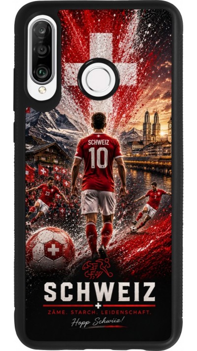 Huawei P30 Lite Case Hülle - Silikon schwarz Fussball Schweiz splash 2026