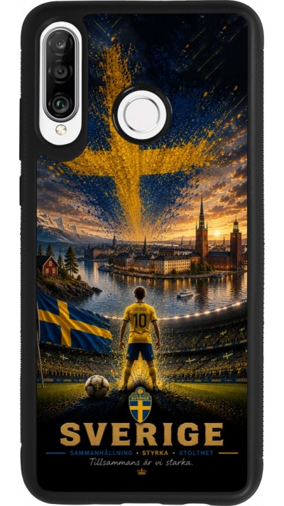 Huawei P30 Lite Case Hülle - Silikon schwarz Fussball Schweden splash 2026