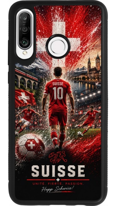 Huawei P30 Lite Case Hülle - Silikon schwarz Fussball Suisse splash 2026