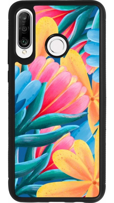 Coque Huawei P30 Lite - Silicone rigide noir Spring 23 colorful flowers