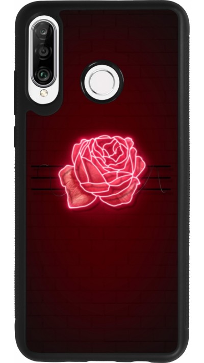 Coque Huawei P30 Lite - Silicone rigide noir Spring 23 neon rose