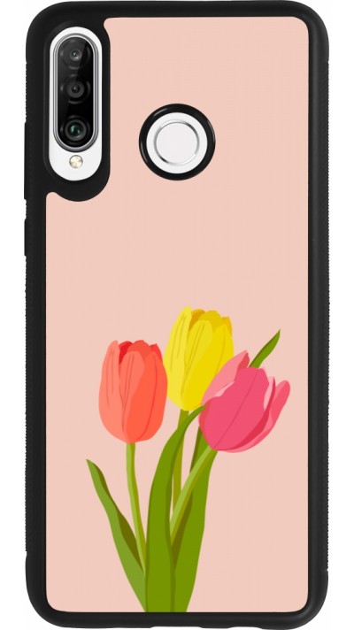 Coque Huawei P30 Lite - Silicone rigide noir Spring 23 tulip trio