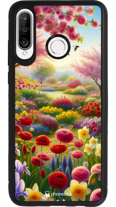 Coque Huawei P30 Lite - Silicone rigide noir Spring 25 Bouquet printemps