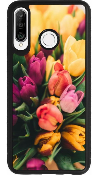 Huawei P30 Lite Case Hülle - Silikon schwarz Bouquet of tulips 2026