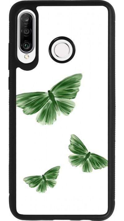 Huawei P30 Lite Case Hülle - Silikon schwarz Butterflies 2026