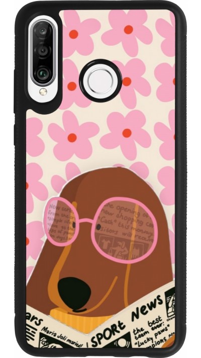 Huawei P30 Lite Case Hülle - Silikon schwarz Dog with newspaper 2026