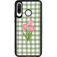 Huawei P30 Lite Case Hülle - Silikon schwarz Green vichy tulips 2026