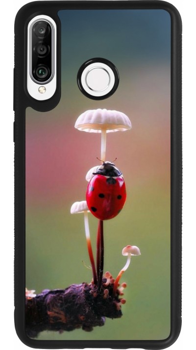 Huawei P30 Lite Case Hülle - Silikon schwarz Ladybird on a mushroom 2026