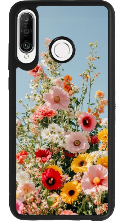 Huawei P30 Lite Case Hülle - Silikon schwarz Spring flowers 2026