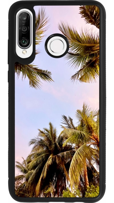 Huawei P30 Lite Case Hülle - Silikon schwarz Summer 2023 palm tree vibe