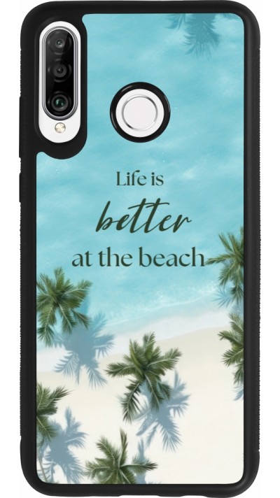 Huawei P30 Lite Case Hülle - Silikon schwarz Summer 2025 Life is better at the beach