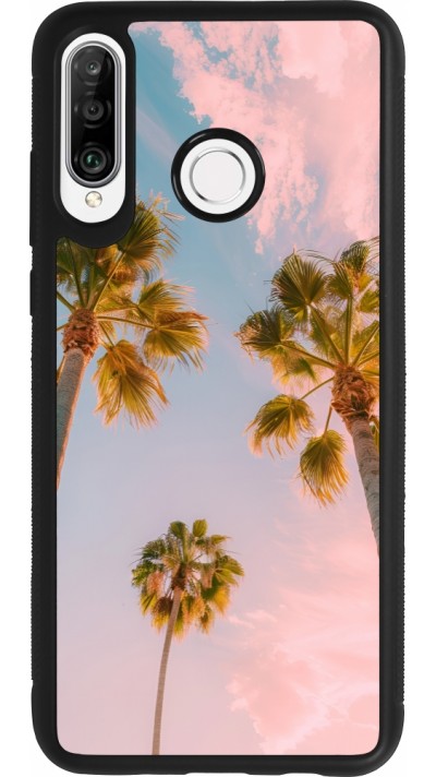 Huawei P30 Lite Case Hülle - Silikon schwarz Summer 2025 Palmiers