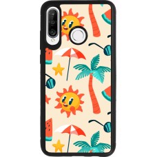 Coque Huawei P30 Lite - Silicone rigide noir Summer 2025 Pattern soleil