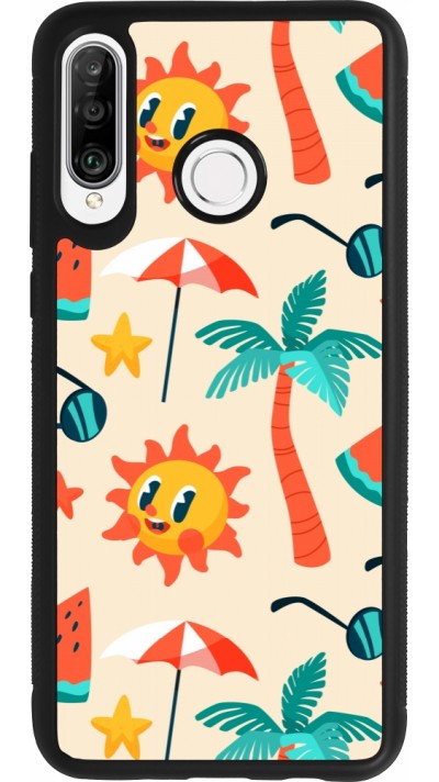 Huawei P30 Lite Case Hülle - Silikon schwarz Summer 2025 Pattern soleil