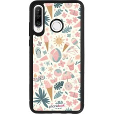 Coque Huawei P30 Lite - Silicone rigide noir Summer Pink Pattern