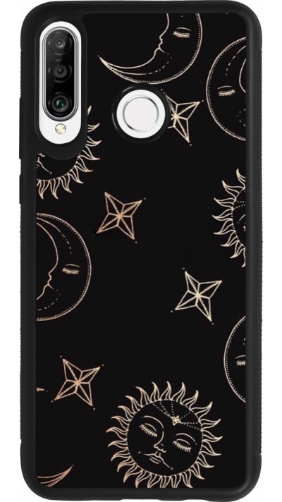 Huawei P30 Lite Case Hülle - Silikon schwarz Suns and Moons
