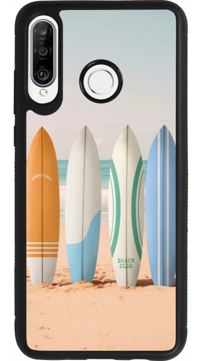 Huawei P30 Lite Case Hülle - Silikon schwarz Summer surfboard 2025