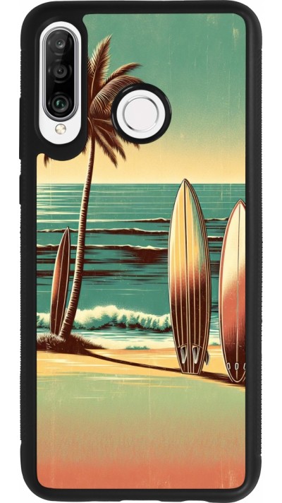 Huawei P30 Lite Case Hülle - Silikon schwarz Surf Paradise
