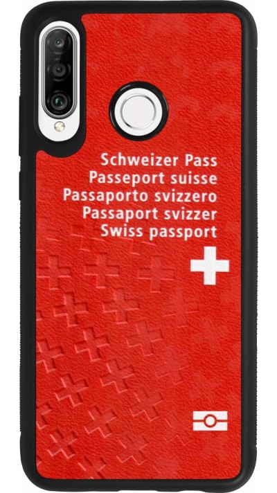 Huawei P30 Lite Case Hülle - Silikon schwarz Swiss Passport