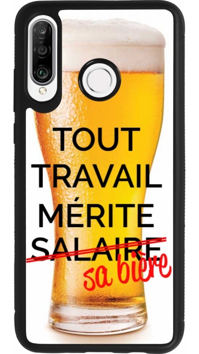 Huawei P30 Lite Case Hülle - Silikon schwarz Tout travail mérite sa bière