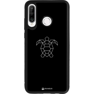 Huawei P30 Lite Case Hülle - Silikon schwarz Turtles lines on black