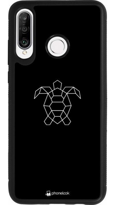 Huawei P30 Lite Case Hülle - Silikon schwarz Turtles lines on black