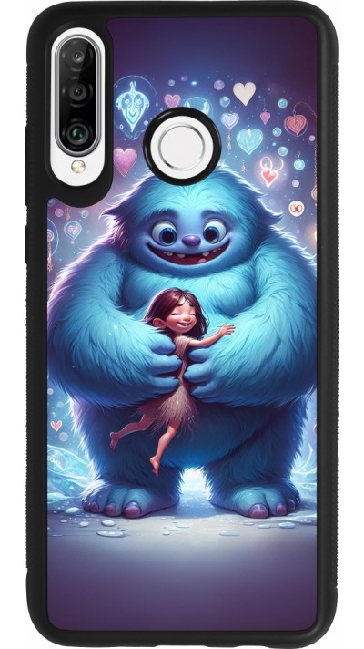 Huawei P30 Lite Case Hülle - Silikon schwarz Valentin 2024 Flauschige Liebe